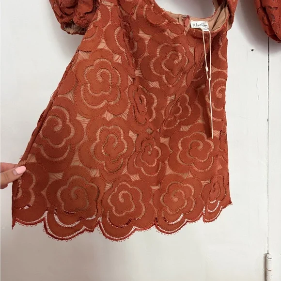 For Love And Lemons Floral Lace Mini Dress in Brown - Picture 7 of 13